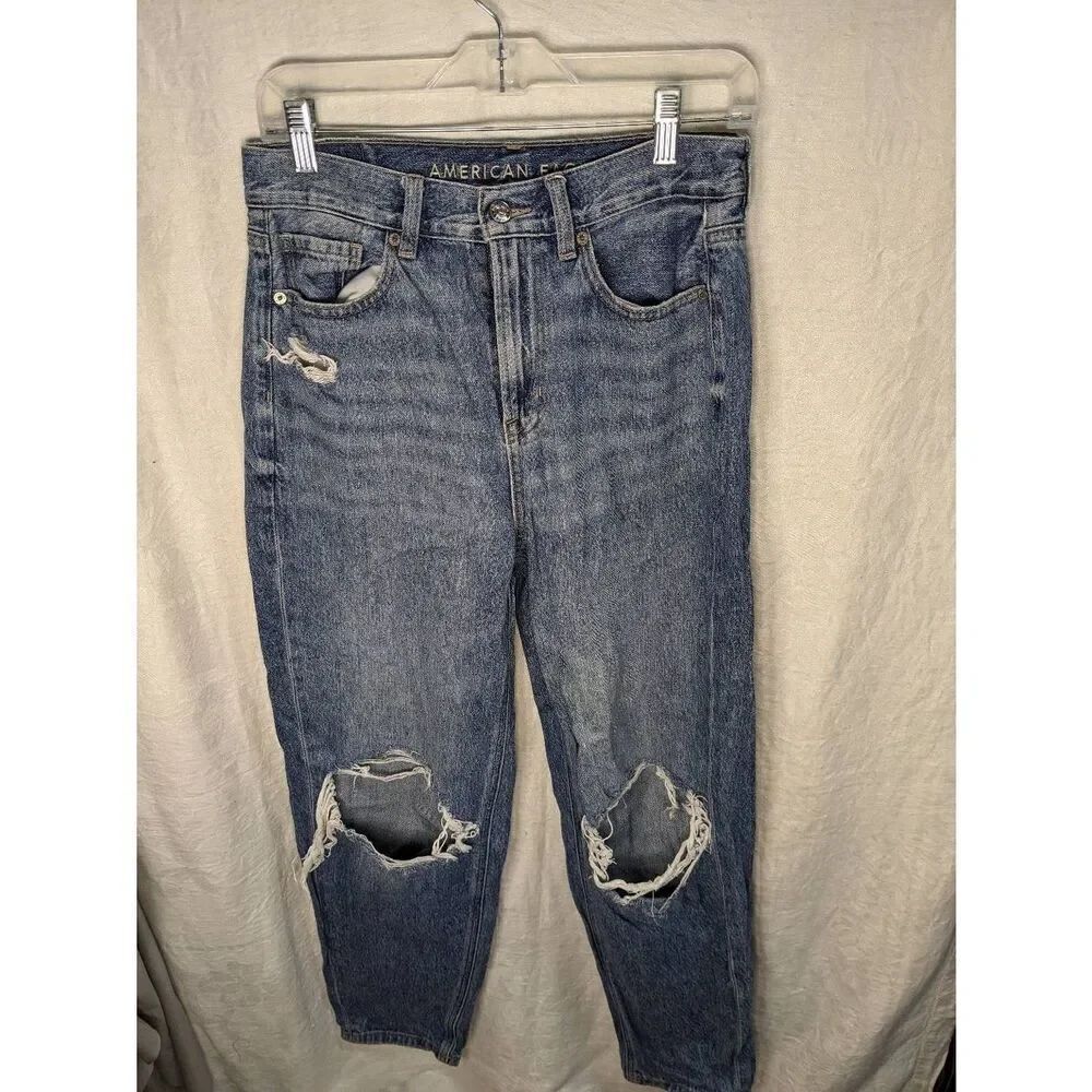 American Eagle Vintage Style Light Wash Boyfriend Mom Jeans Thick 100% Cotton St